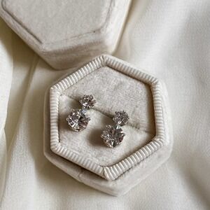 VTG Silver Diamond Double Stud Earrings